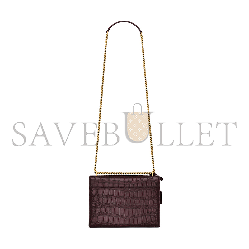 YSL SUNSET MEDIUM IN CROCODILE-EMBOSSED LEATHER 4429062US0W6991 (22*16*6.5cm)